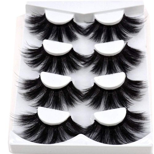HBZGTLAD NEW 4 Pairs 3D Mink Hair False Eyelashes Criss-cross Wispy Cross Fluffy length 25mm Lash...