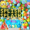 Tropical Hawaiian Luau Splish Splash Balloon Garland Arch Kit 160Pcs, Summer Pool Beach Party Decoration with Beach Ball Foil Balloon for Kids Aloha Pool Birthday Party Supplies (Summer-01)