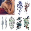 Fssqii 6 Sheets Sexy Flower Rose Temporary Tattoos for Women Girls Adult Body Art Fake Arm Tattoo Stickers Waterproof Bird Snake Floral Tattoo Temporary Neck Tatoo Fashion Creative Tattoo Stickers (A)