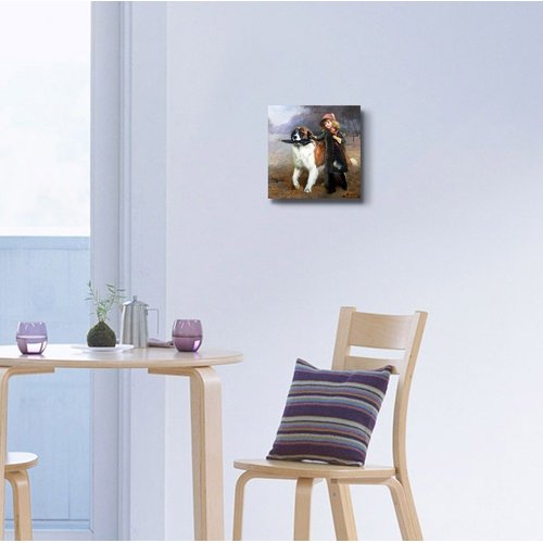 Off to School by Charles Burton Barber - Canvas Print Wall Art Famous Painting Reproduction - 12" x 12"