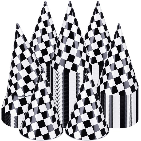 30 Pieces Birthday Party Hats Car/Cow Themed Paper Cone Hat Birthday Party Supplies Decorations for Kids (Race Car)