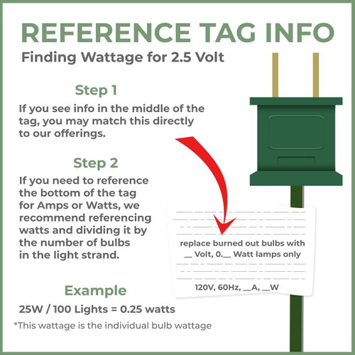 612 Vermont 2.5V Clear Mini Christmas Replacement Bulbs for Christmas Trees and Incandescent String Lights, Pinched Base, 100 Count (0.42 Watt, 170 mA)