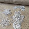 Qililandiy 10 Pcs Beige Mixed Style Embroidery Lace Flower Patches Appliques DIY Sewing Craft for Decoration, Sew On Patches for Repairing and Decorating