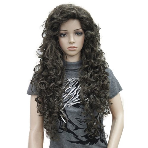 Lydell 28" Women Long Curly Wigs Soft Layered Hair Synthetic Full Wigs (Light Chestnut Brown)