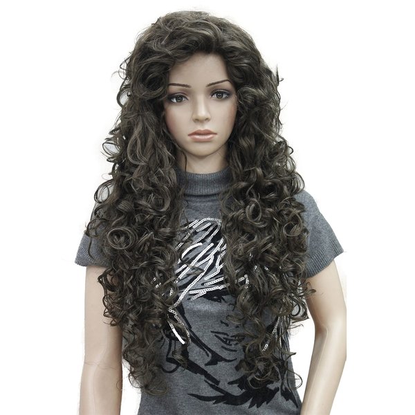 Lydell 28" Women Long Curly Wigs Soft Layered Hair Synthetic Full Wigs (Light Chestnut Brown)