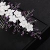 Teyglen Bride Wedding Hair Comb Bridal Flower Crystal Hair Pieces Handmade Purple Rhinestone Hair Comb Headband Floral Flower Headpieces for Wedding Hair Accessories for Bride Women Girls (Purple)