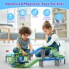 ELX Magnetic Tiles Race Track Set,59PCS Magnet Building Blocks Track with 2 Cars and Roads Signs,STEM Education Magnetic Toy for Toddlers Ages 3+,Christmas Birthday Present for Kids