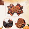 3.5" Fall Thanksgiving Hair Bow Clips for Girls Glitter Maple Leaves Bowkont Alligator Barrettes Cute Hairpins Teens Toddlers Autumn Grosgrain Ribbon Hair Accessories 2Packs