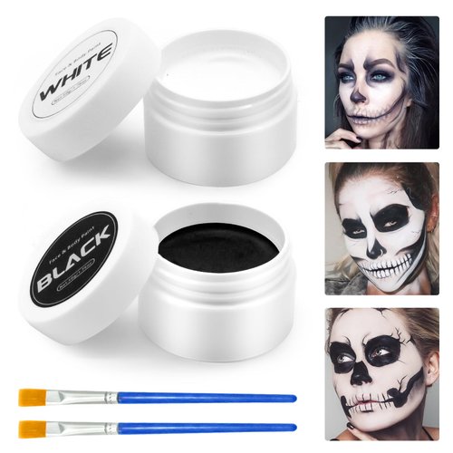 Halloween Black and White Face Paint: Pro Oil Based Face Paint Special Effects Makeup Body Painting for Halloween Party Cosplay Skeleton Zombie Joker Clown SFX Makeup Kit ,Easy Washed Off