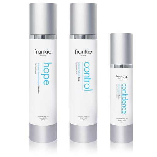 FP Skin Frankie for Acne 3 Step Skin Care Set - Charcoal Face Wash, Salicylic Acid Exfoliator, Niacinamide Moisturizer - 60 Day Supply