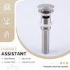 Bathroom Sink Drain, Angle Simple Brass Pop Up Drain Stopper, Vessel Sink Drain with Overflow, Lavatory Vanity Sink Drain Stoppers Brushed Nickel