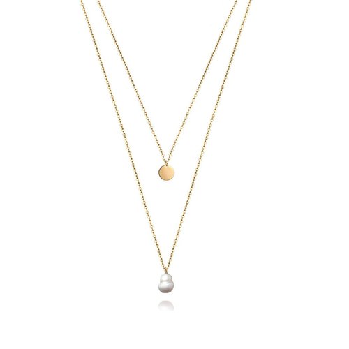 Artmiss Long Layered Necklace Delicate Coin Pearl Pendant Necklace Gold Chain Jewelry for Women