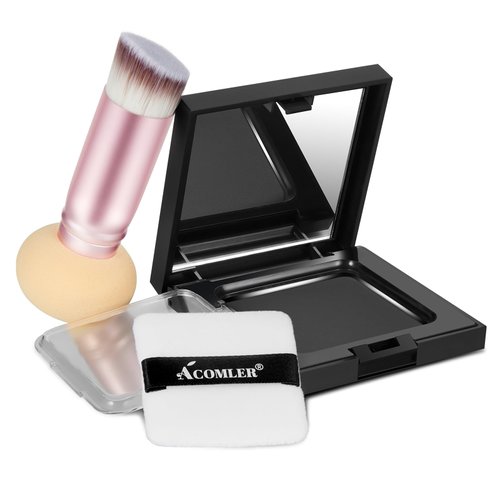 Acomler Root Touch Up Powder Kits, Hairline Powder with Makeup Brush, Hair Color Cover Touch Up Powder for Thinning Hair, Gray Hair Coverage, Hair Loss Root Concealer for Women&Men (Black)