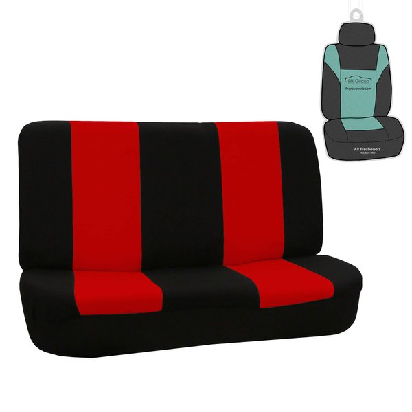 FH Group Universal Solid Bench Car Seat Cover fits Detachable Headrests– Universal Fit for Cars Trucks & SUVs (Red/Black)