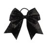 Girls Cheer Bow Ponytail Holder Big Hair Bow Tie with Glitter Sequins Bowknot JB80 (White Black)