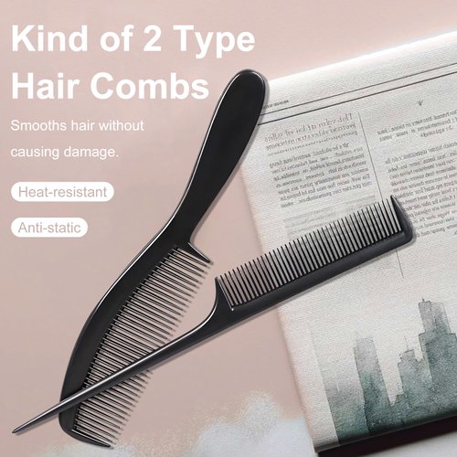 10-Pack Premium Black Carbon Fiber Hair Comb Set for Women and Men - Professional Fine and Wide Tooth Styling Combs for Teasing, Parting, and All Hair Types.