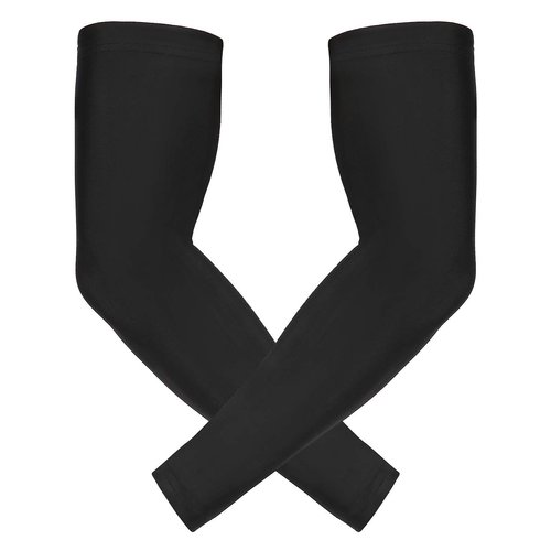 HDE Arm Sleeves for Men Women, Compression Sleeve Arm UV Protection Basketball Baseball Football Black - L