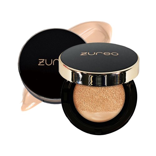 ZUREO Glowing Vitamin BB Cushion (#21 Light Beige / 0.45oz / 13g) - Korean Moisturizing Cushion Foundation with Vitamin C, E, B3, B5, B6