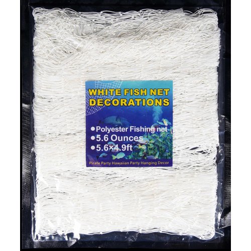 SHOUWAN White Fish Net Decorations for Pirate Party Hawaiian Party, Nautical Themed Fishing Nets Decorative Birthday Fishnet Party Accessory Decor