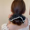 Wiwpar Boho Black Lace Hair Scrunchy Silk Chiffon Hair Band Hair Jumbo Scrunchy with Pearl Elastic Hair Tie ponytail Holder Halloween Costume Jewelry Hair Accessories for Women Girls (Black)