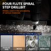THINKWORK Four Spiral Flute Step Drill Bit Set, 5 Pcs HSS Step Drill Bits (1/8"-1-3/8") Unibit Step Drill Bit, 1/4" and 3/8" Shank Step Bits for Aluminum, Wood, Plastic, Metal