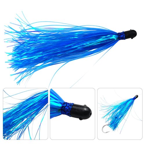 Alive Witch Lure Bait Fishing Lure Bullet Head 0.35 Ounce with Mylar Flash Skirted Hair 5pcs/lot (Blue)