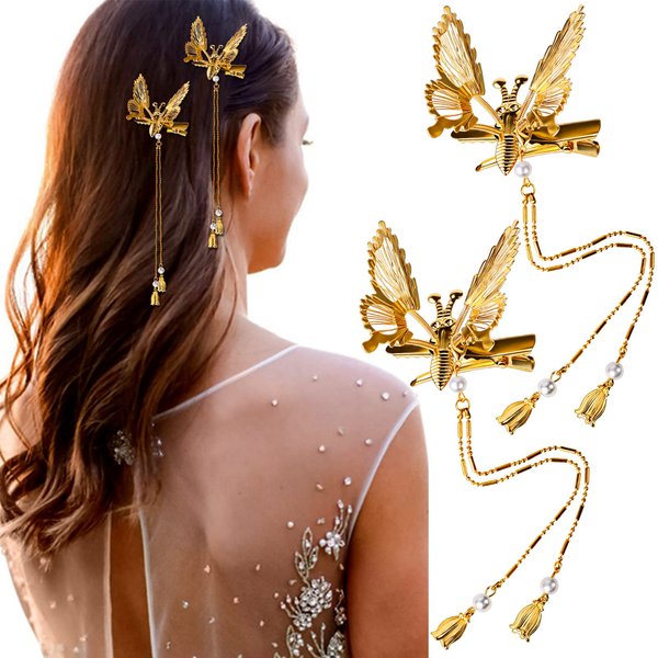 CROWN GUIDE 2 PCS Moving Mini Butterfly Hair Clips for Thin and Thick Hair Women, 90s Cute Hair Barrettes and Pins for Girls' Hair Styling Accessories