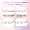 NAGARAKU Premade Fans Eyelash Extensions Premade Volume Fans Lash Extensions 120 Fans 4D 0.07D Curl 14mm Sharp Narrow Stem Clusters Thin Pointy Base Russian Fans Ready Volume Premade Lash Fan Fluffy