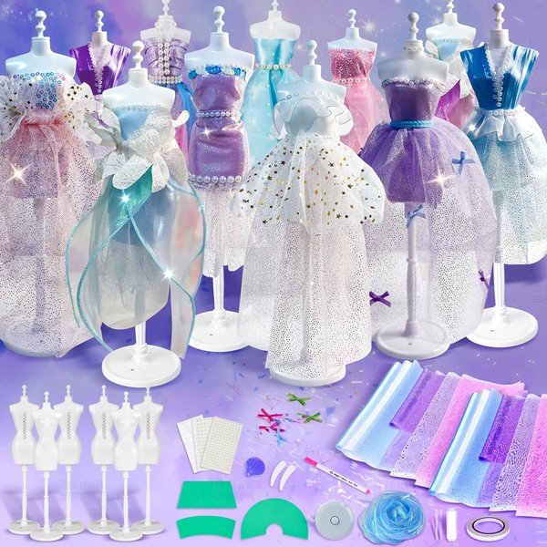 Fashion Designer Kit for Girls Designer Sewing Kit Set，Creativity DIY Arts & Crafts Kit Learning Toys, Teen Girls Design DIY Activity Toys for Age 6 7 8 9 10 11 12+ Year Old Gifts