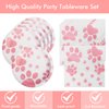 KHAIVI Dog Birthday Party Supplies,Paw Print Party Supplies,Paper Plates Napkins,Puppy Birthday Decorations for Kid