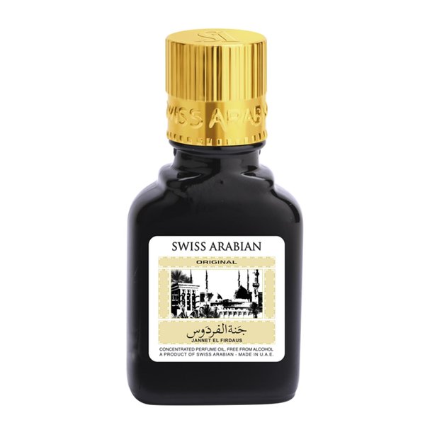 Swiss Arabian Jannet EL Firdaus Black - Luxury Products From Dubai - Long Lasting Perfume Oil for Unisex - Blend of Apricot, Orris, Vanilla and Musk - Perfect for Date Night or Evening Out - 0.3 oz