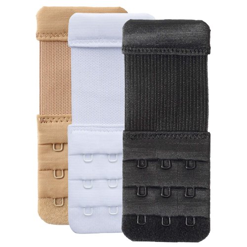 YARBAR Bra Extender 3 Hook Womens Bra Strap Extenders Pack of 3 Soft Comfortable (Assorted, 1/2 inch spacing)