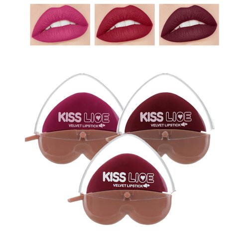 LYSdefeu 3 Colors Lazy Lipstick Set, Love Matte Velvet Lipstick Labiales Long Lasting Waterproof Non-stick Not Fade Lip Stain Lip Gloss, Easy to Color Lipstick Lazy Lip Makeup for Women Girl-13+14+15