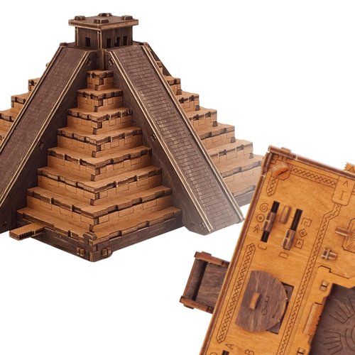 WOODEN.CITY Puzzle Box Maya Pyramid - Clue Box, Escape Room, Unique Gift Box - Made in EU