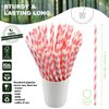[1000 Count] Chunspak Pink and White Striped Paper Drinking Straws Bulk, 7.75" x0.24", Unwrapped - Biodegradable and Compostable