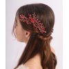 Aimimier Bridal Crystal Hair Pins Classical Wedding Back Comb Prom Party Festival Hair Accessories for Women(Red)