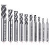 ASNOMY 10pcs 4-Flute End Mill Set, Metric CNC Milling Cutter Drill Bits Router Bits Cutter Tool Set for Wood Aluminum Steel Titanium, Straight Shank 2-12mm