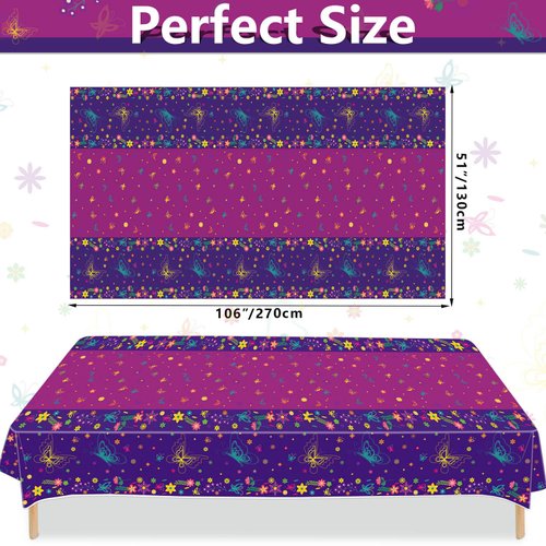 XJLANTTE 4 PCS Movie Party Tablecloths Decorations - Butterfly Plastic Table Cover, Magic Butterfly Rectangular Tablecloth for Kids Baby Shower Birthday Supplies, 51 x 106 Inch