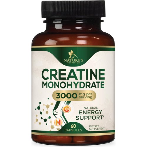 Creatine Monohydrate Capsules 3,000mg Micronized Creatine Supplement Support for Lean Muscle Strength & Endurance, Creatine Pills for Women & Men, Unflavored Tablets Non-GMO Gluten Free – 60 Capsules