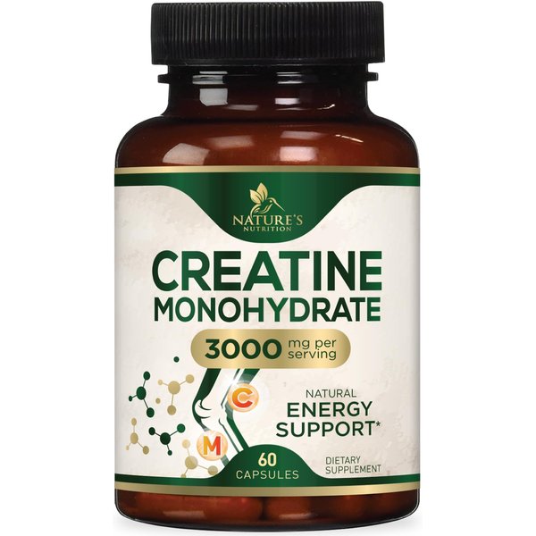 Creatine Monohydrate Capsules 3,000mg Micronized Creatine Supplement Support for Lean Muscle Strength & Endurance, Creatine Pills for Women & Men, Unflavored Tablets Non-GMO Gluten Free – 60 Capsules
