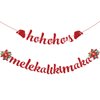 2 Pcs Christmas Mele Kalikimaka Banner Glitter Christmas Hawaiian Banner Christmas Party Decorations Hawaiian Decorations for Party Xmas Hawaiian Holiday Party Decorations
