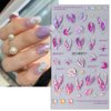 5D Summer Nail Art Stickers, 5D Embossed Holographic Mermaid Nail Decals Mermaid Jellyfish Starfish Ocean Nail Art Supplies Luxurious Summer Nail Design for Women Manicure Decoration(4 Sheets)
