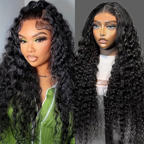 CXFS HAIRCX Deep Wave Lace Front Wigs Human Hair 13x6 HD Lace Front Wigs Human Hair Pre Plucked 180% Density Deep Curly Lace Frontal Wigs Human Hair 20 Inch Deep Wave Wig Natural Color