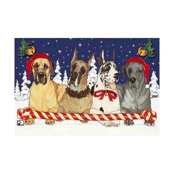 Pipsqueak Great Dane Christmas Cards : 10 Holiday Cards with Envelopes - ADORABLE!