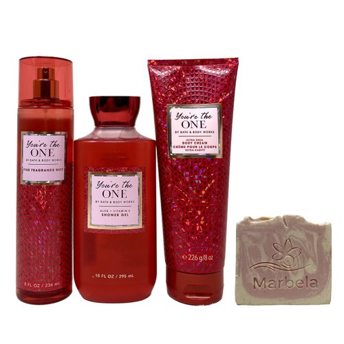 Bath & Body Works You're The One 3 Piece Gift Set - Shower Gel, Body Cream and Fragrance Mist with a Himalayan Salts Springs Sample Soap