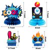 BeYumi 12 Pcs Blue Video Game Honeycomb Centerpieces Table Toppers 3D Video Game Table Decorations Supplies Kit for Kids Boys Game Fans Level Up Game Over Gaming Theme Birthday Party Baby Shower