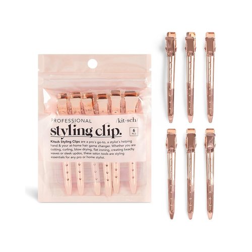 Kitsch Duck Billed Hair Clips for Styling, Metal Hair Clips for Women, Alligator Hair Clips, Hair Roller Clips & Hair Clips for Makeup, Hair Styling Clips for Hair Sectioning, 6pcs (Rose Gold)