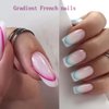 12Sheets Gradient French Line Nail Stickers, Colorful Stripes Line Transfer Decals Curved Lines Nail Art Designs Self-Adhesive Nail Tips Guides Fashion Nail Accessories Gel Polish Wraps Stencil Tools