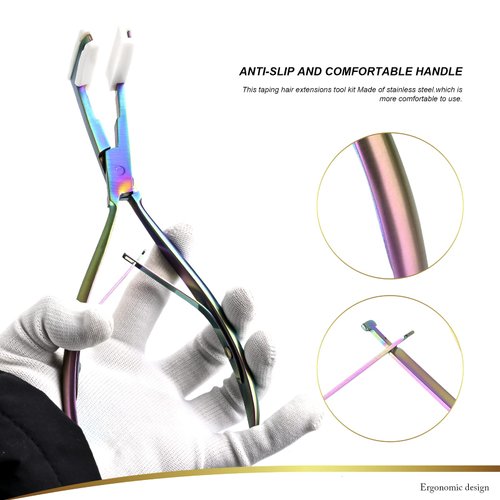 EHDIS Hair Extensions Tools Kit Tape in Hair Extensions Pliers Flat Surface Hair Sealing Pliers with Lace Front Wig Adhesive Tape Roll Plastic Adhesives Remover Scraper Tool