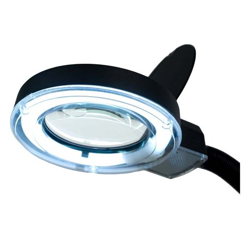 ELUCIDATE 2-in-1 5X Black Magnifier & Table Lamp | 3.5" Diameter | 12" Flexible Gooseneck | 11W Fluorescent Bulb | UL Approved | 110V | Ideal for Crafting, Reading, & Detailed Work